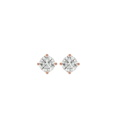 Iconique Classic Solitaire Diamond Stud Earrings In Rose Gold  -1.05 Ct Round Brilliant Cut