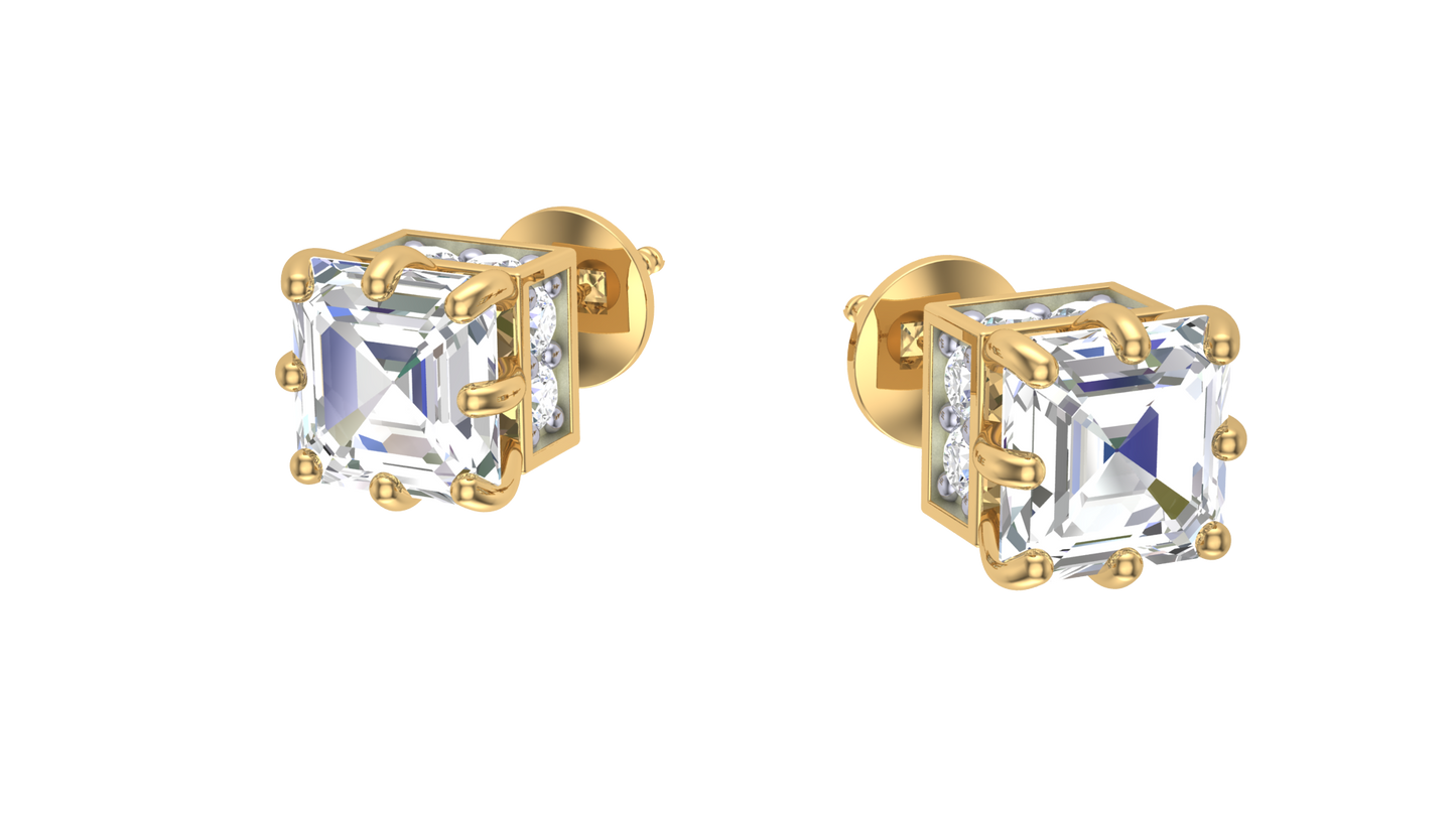 Square Halo Illusion Diamond Stud Earrings - 0.09 Ct