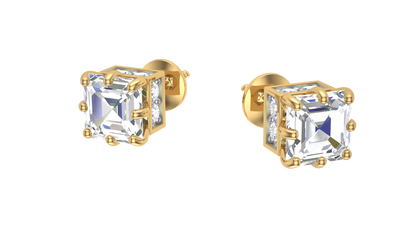 Square Halo Illusion Diamond Stud Earrings - 0.09 Ct