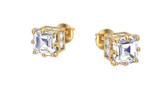 Square Halo Illusion Diamond Stud Earrings - 0.09 Ct