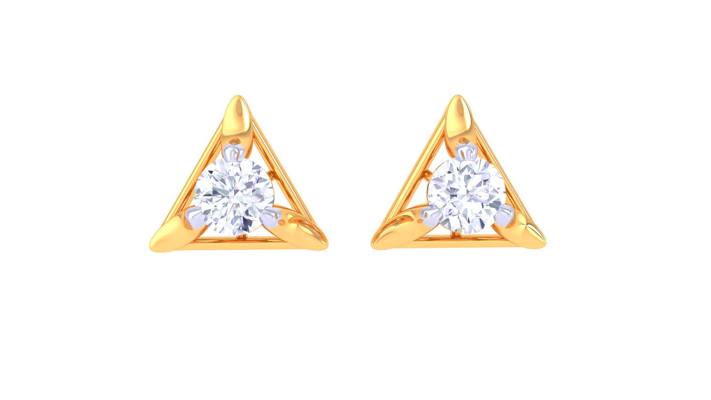 Dazzling Trangle Diamong Stud Earring in Gold - 0.38  Ct