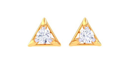 Dazzling Trangle Diamong Stud Earring in Gold - 0.38  Ct