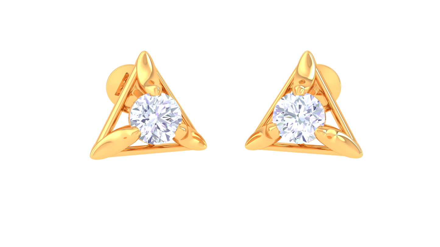 Dazzling Trangle Diamong Stud Earring in Gold - 0.38  Ct