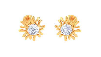 Delicate Bloom Studs Earrings With Diamond and Gold - 0.38 Ct
