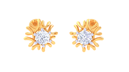 Delicate Bloom Studs Earrings With Diamond and Gold - 0.38 Ct