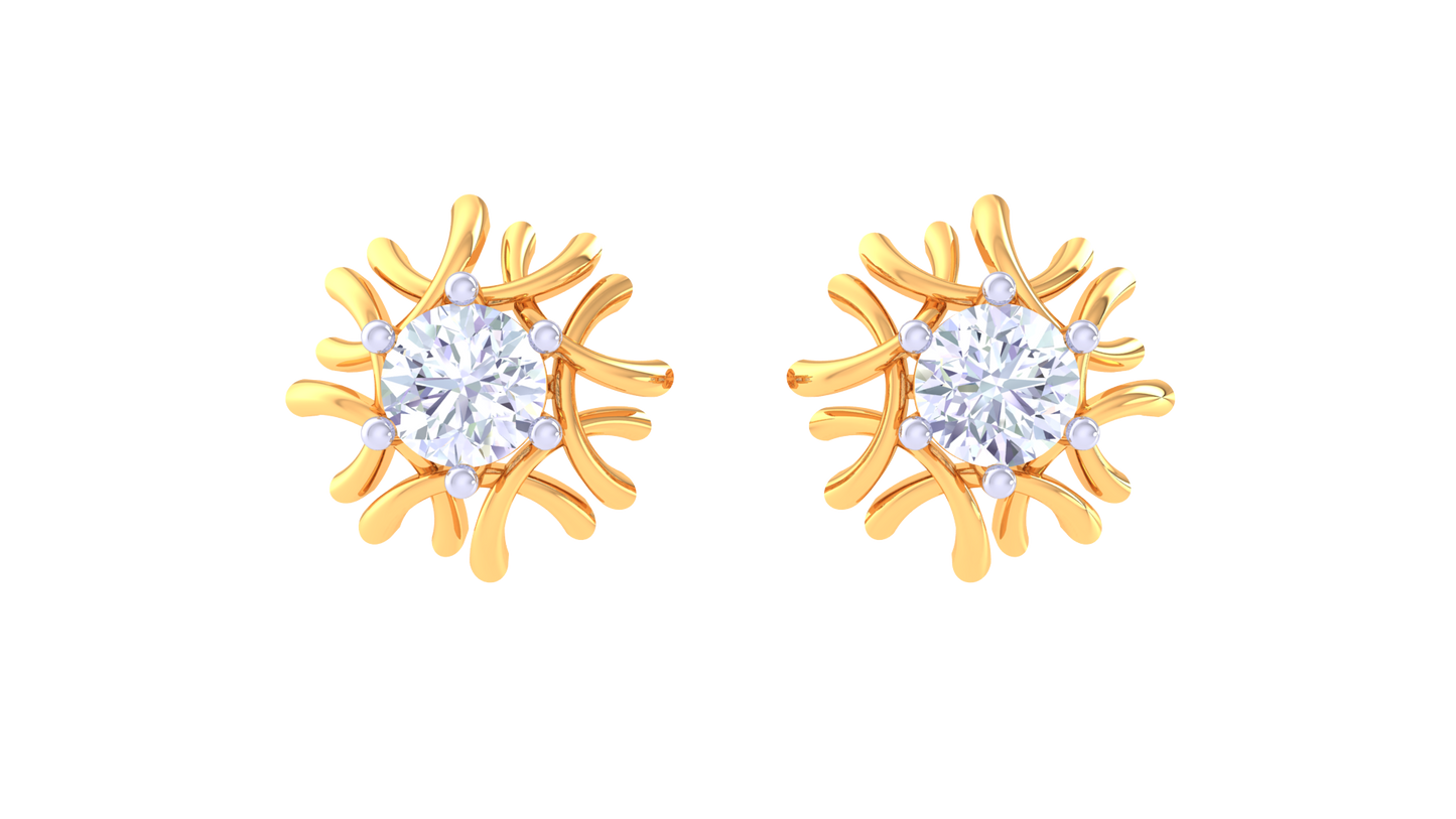 Delicate Bloom Studs Earrings With Diamond and Gold - 0.38 Ct