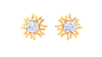 Delicate Bloom Studs Earrings With Diamond and Gold - 0.38 Ct