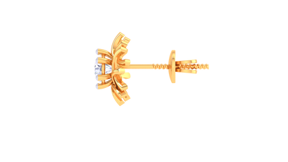 Delicate Bloom Studs Earrings With Diamond and Gold - 0.38 Ct