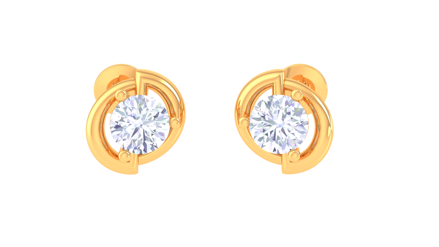 Timeless Curve 0.43 Ct Diamond Studs In Elegant Gold