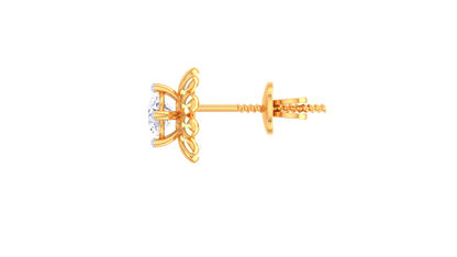 Traditional Floral Single Stone Stud Earrings - 0.35 Ct