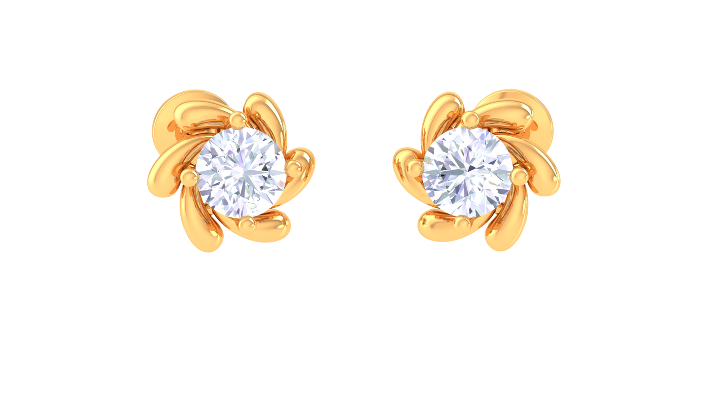 Floral Sparkle Diamond Stud Earrings - 0.41 Ct