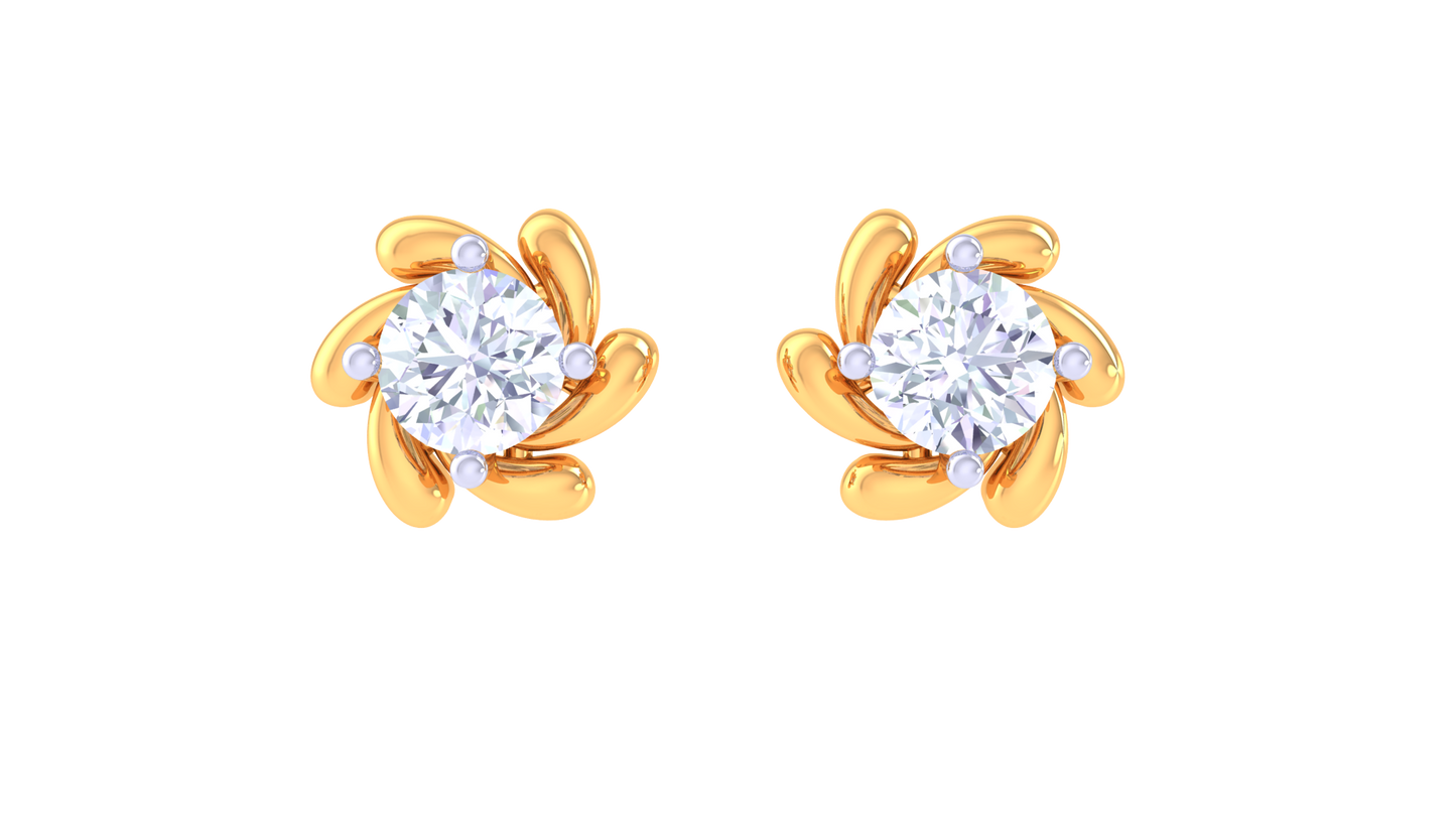 Floral Sparkle Diamond Stud Earrings - 0.41 Ct