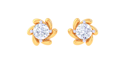 Floral Sparkle Diamond Stud Earrings - 0.41 Ct