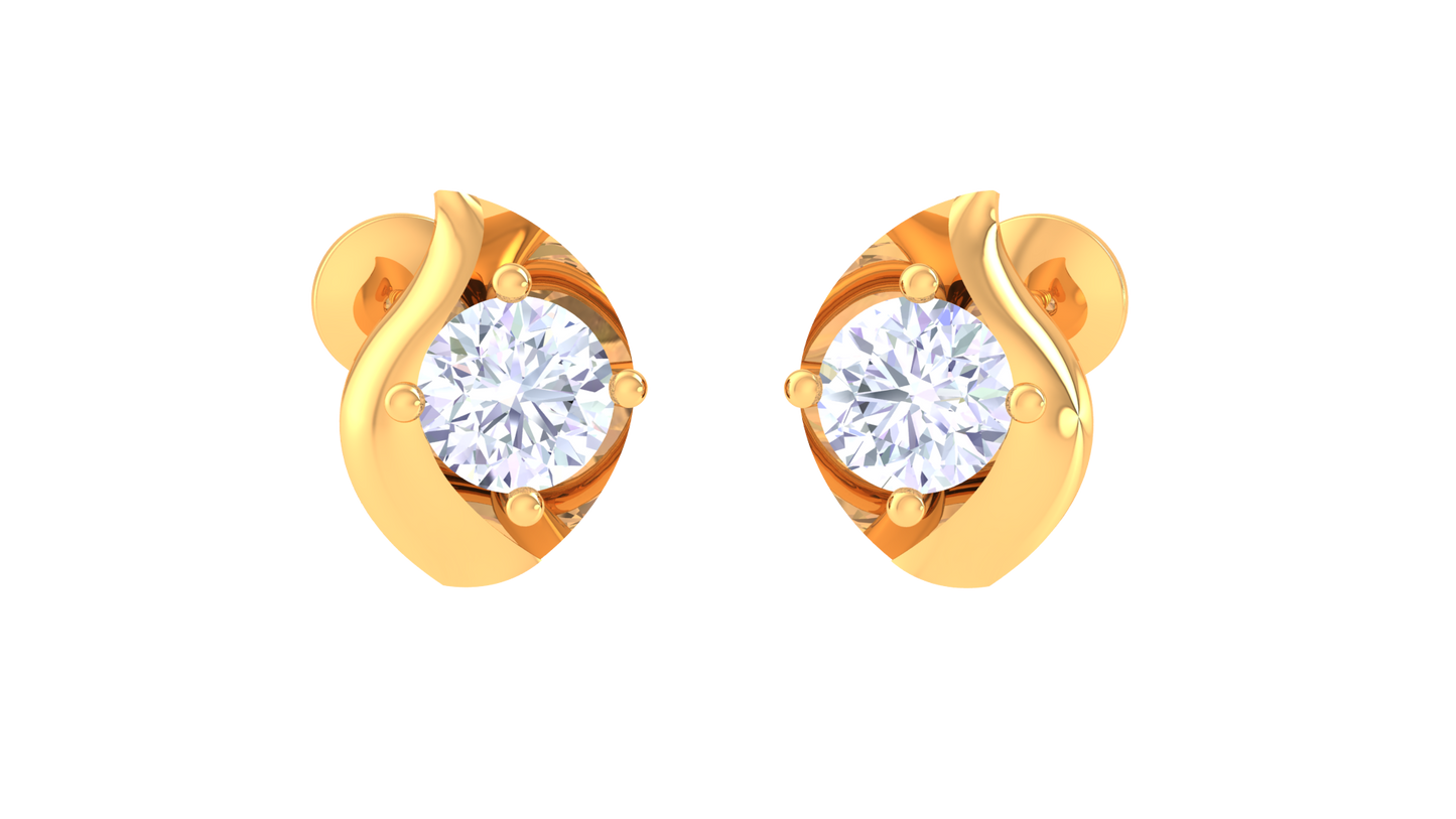Golden Halo Diamond stud Earrings - 0.39 Ct