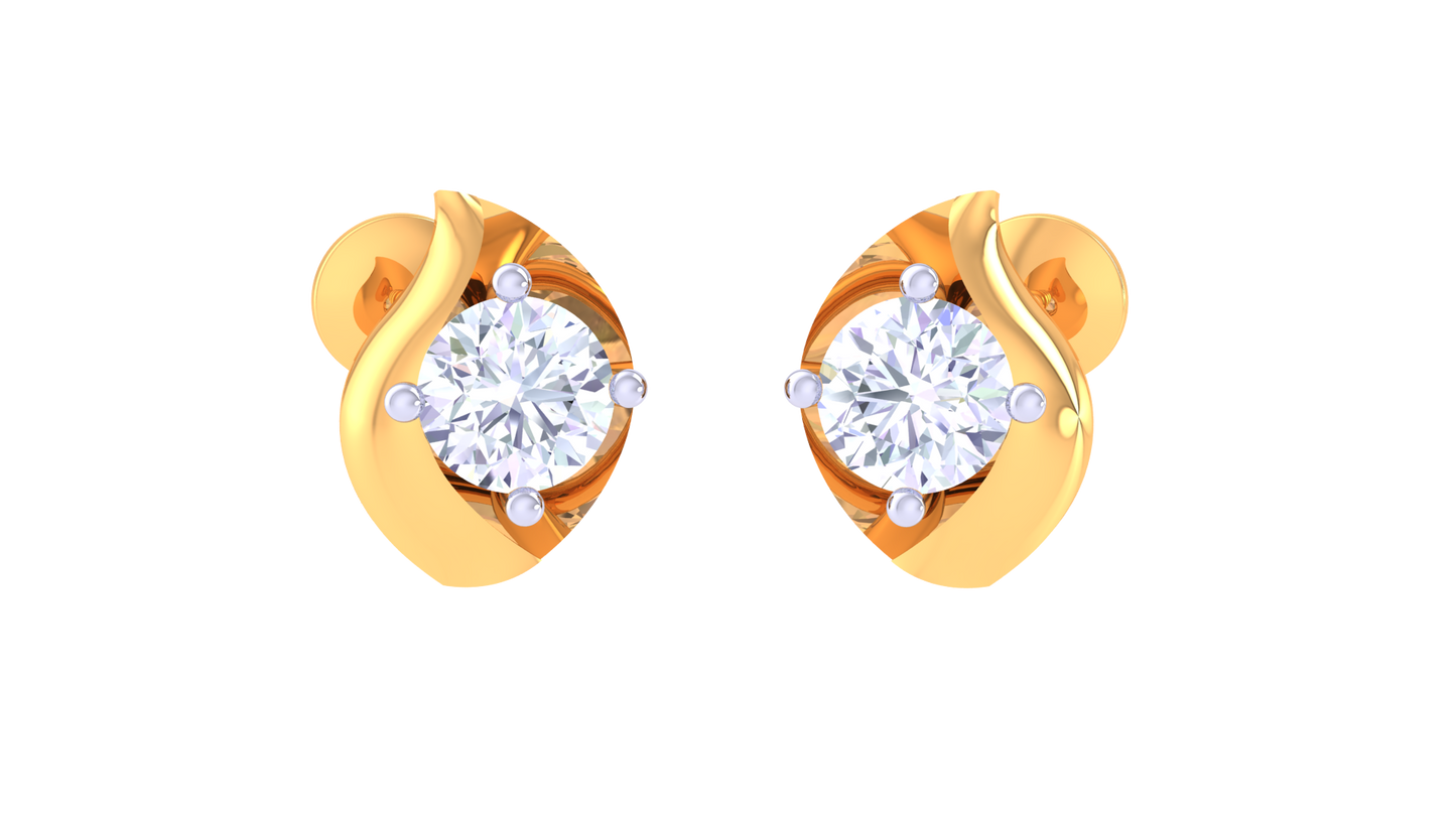 Golden Halo Diamond stud Earrings - 0.39 Ct