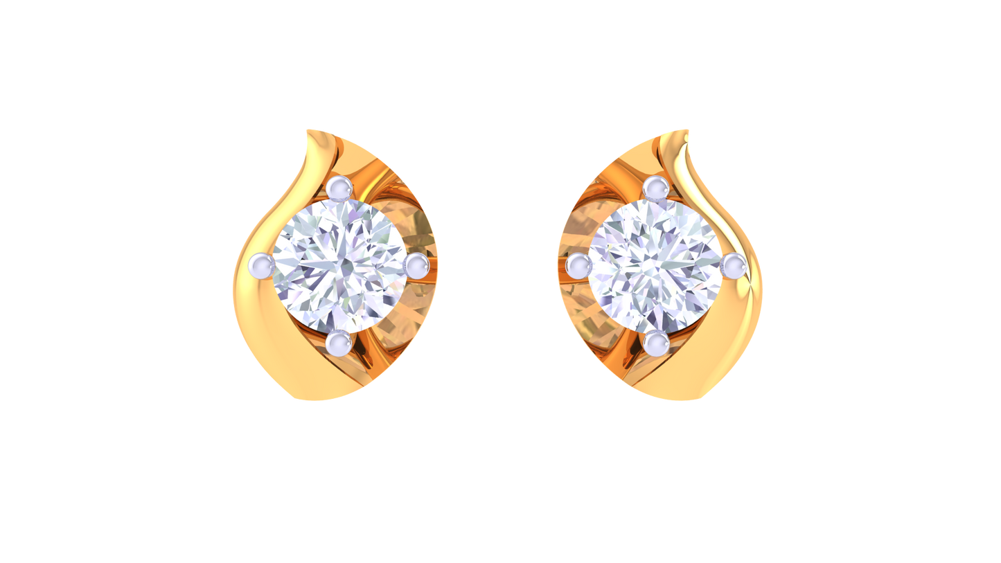 Golden Halo Diamond stud Earrings - 0.39 Ct