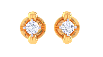 Floral Golden Petal Diamond Stud Earrings - 0.32 Ct