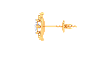 Floral Golden Petal Diamond Stud Earrings - 0.32 Ct