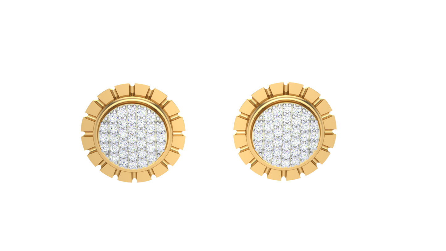 Royal Petel Stud Earrings In Gold - 0.10 Ct Dazzling Diaomnds