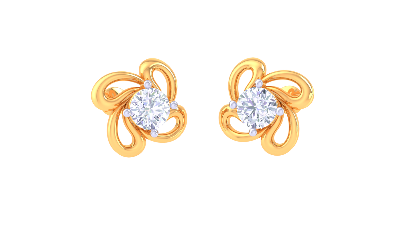 Golden Bloom 0.39 Ct Diamonds In Sculpted Petal Studs