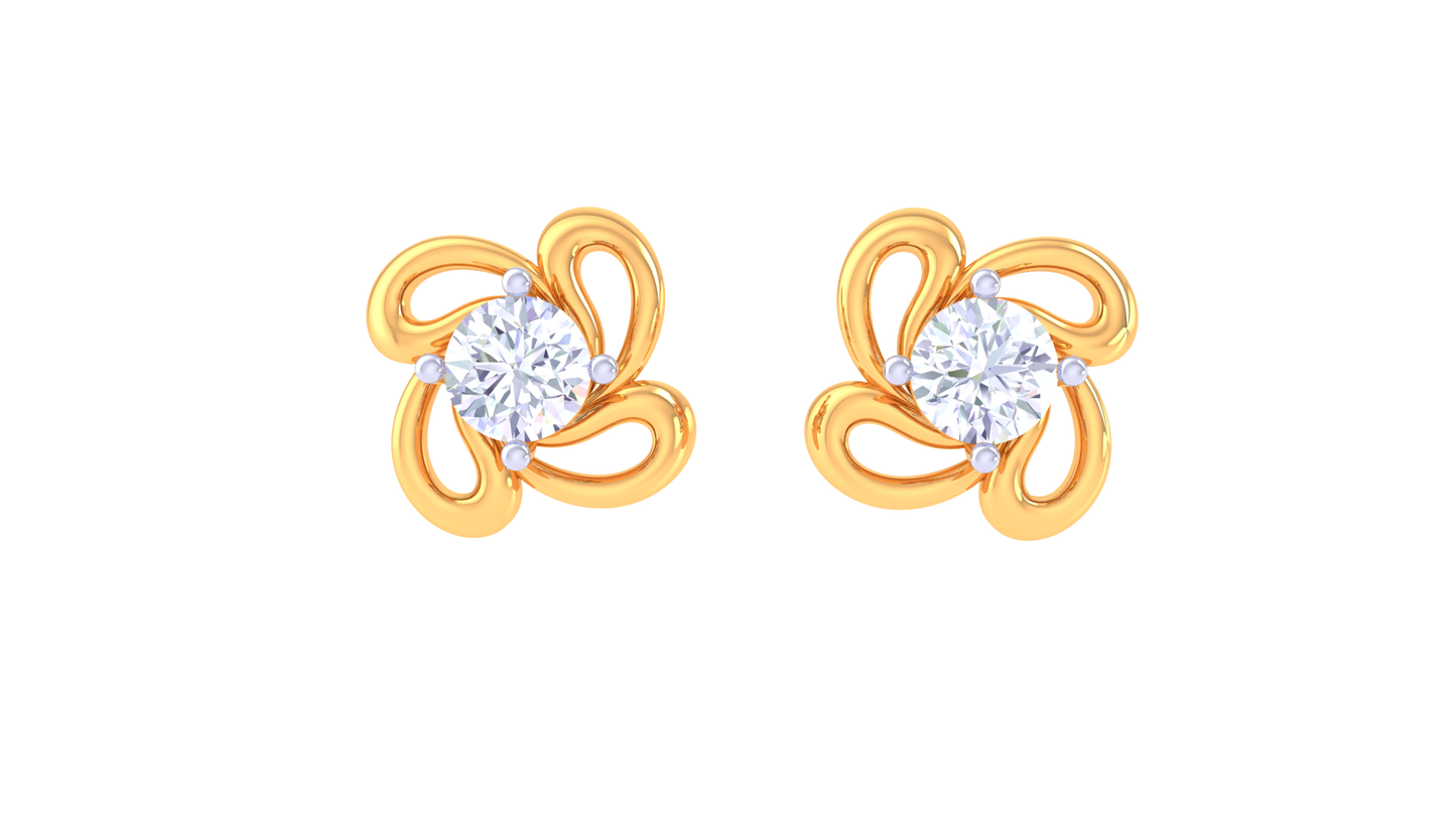 Golden Bloom 0.39 Ct Diamonds In Sculpted Petal Studs