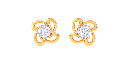 Golden Bloom 0.39 Ct Diamonds In Sculpted Petal Studs