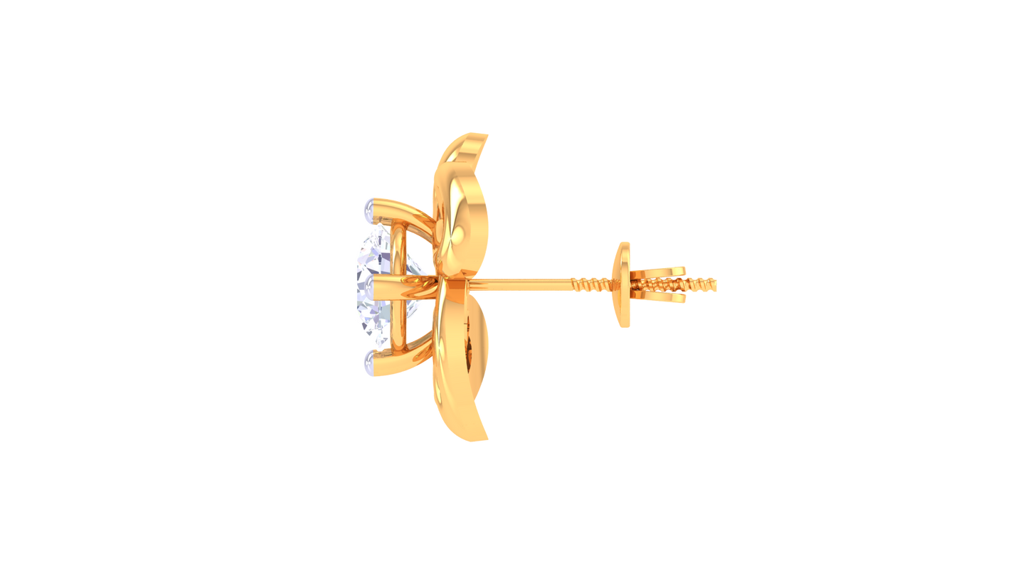 Golden Bloom 0.39 Ct Diamonds In Sculpted Petal Studs