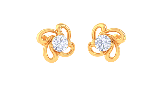 Golden Bloom 0.39 Ct Diamonds In Sculpted Petal Studs