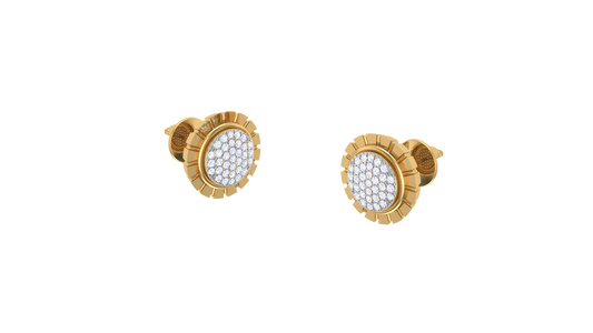 Royal Petel Stud Earrings In Gold - 0.10 Ct Dazzling Diaomnds