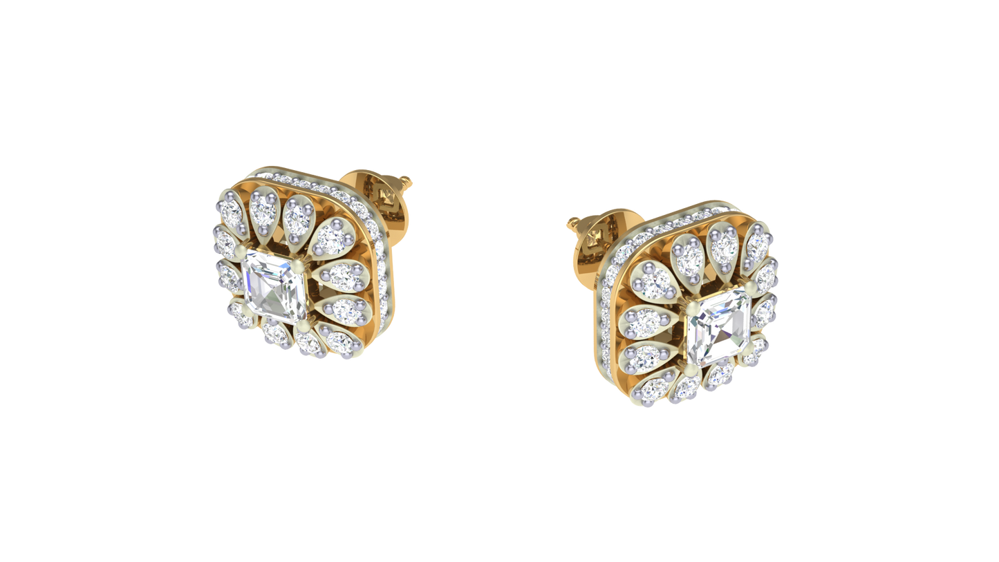 The Classice Princess Stud Earrings - 0.35 Ct Diamonds In Gold