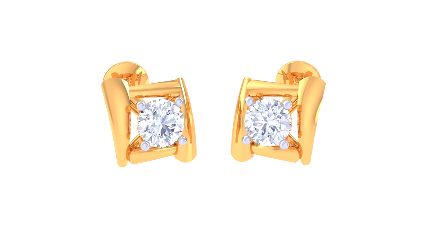 Diamond Cushion Frame Cut Box Stud Earrings - 0.35 Ct