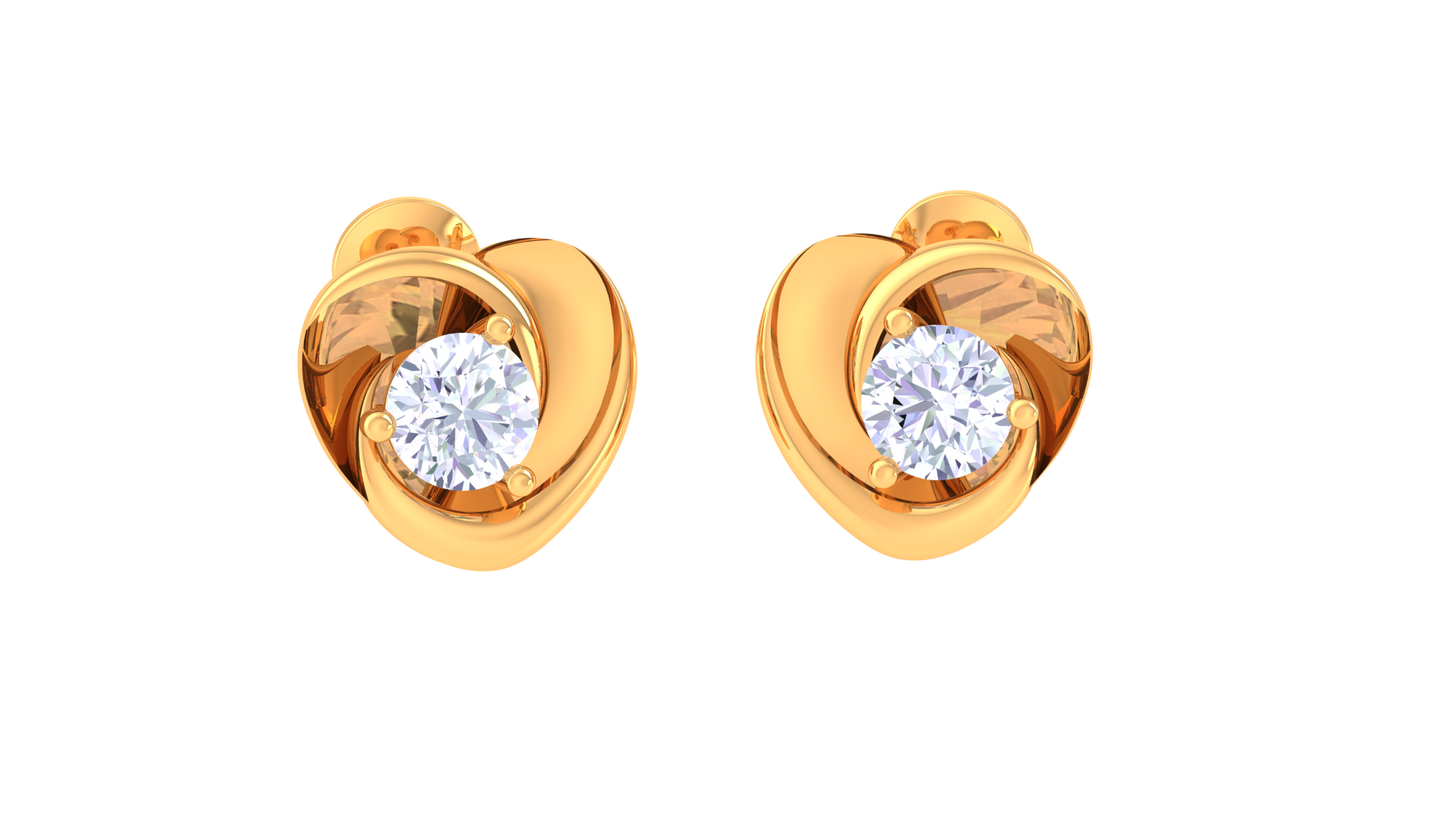 Luxuries Heart Diamond Studs In Rich Gold Finish - 0.40 Ct