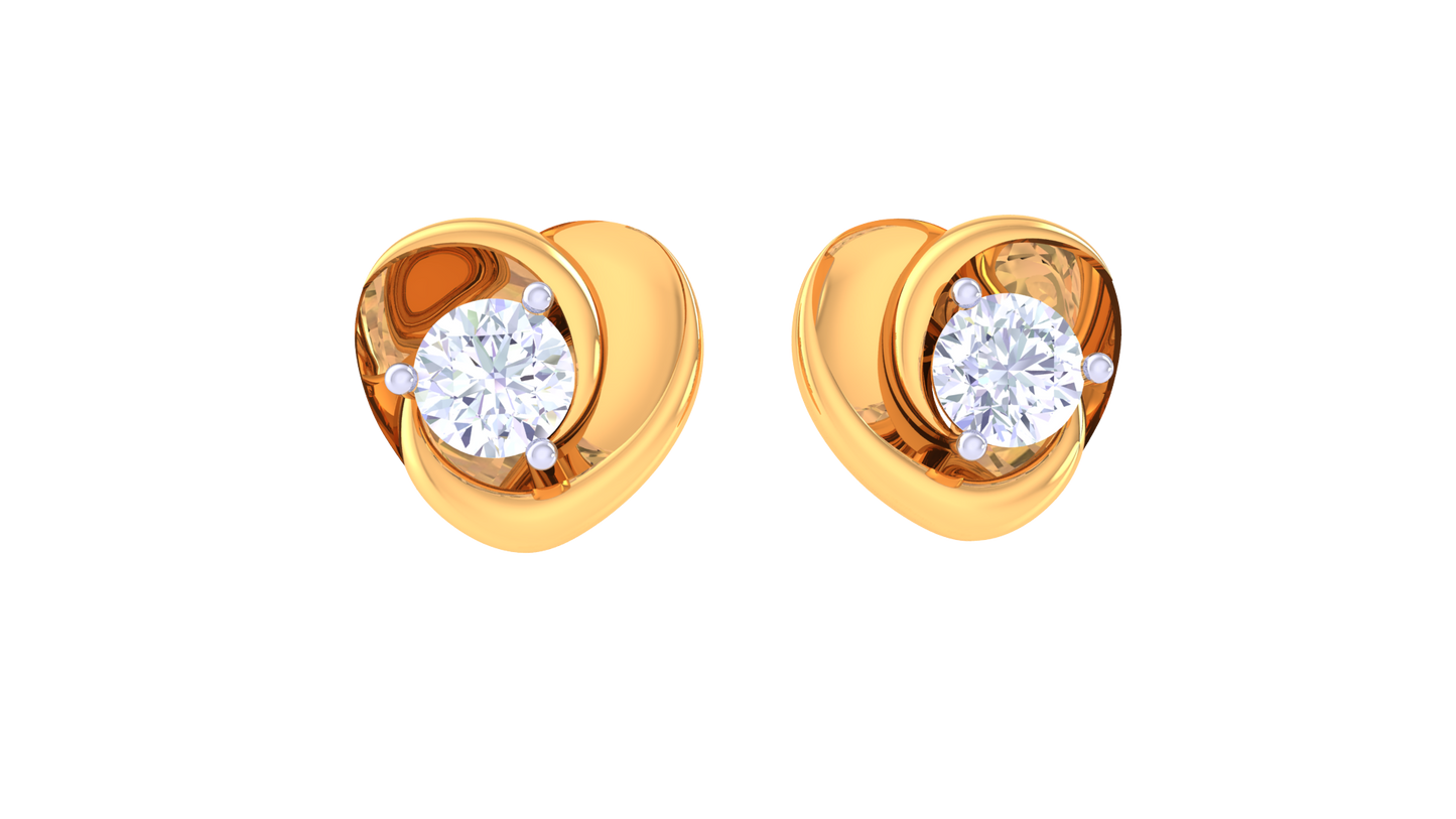 Luxuries Heart Diamond Studs In Rich Gold Finish - 0.40 Ct