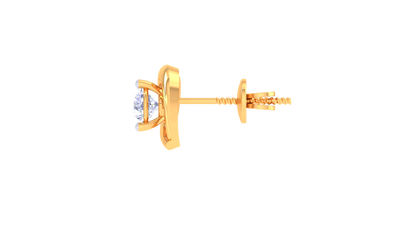 Heart-Shaped Diamond Stud Earrings in Polished Gold - 0.41 Ct