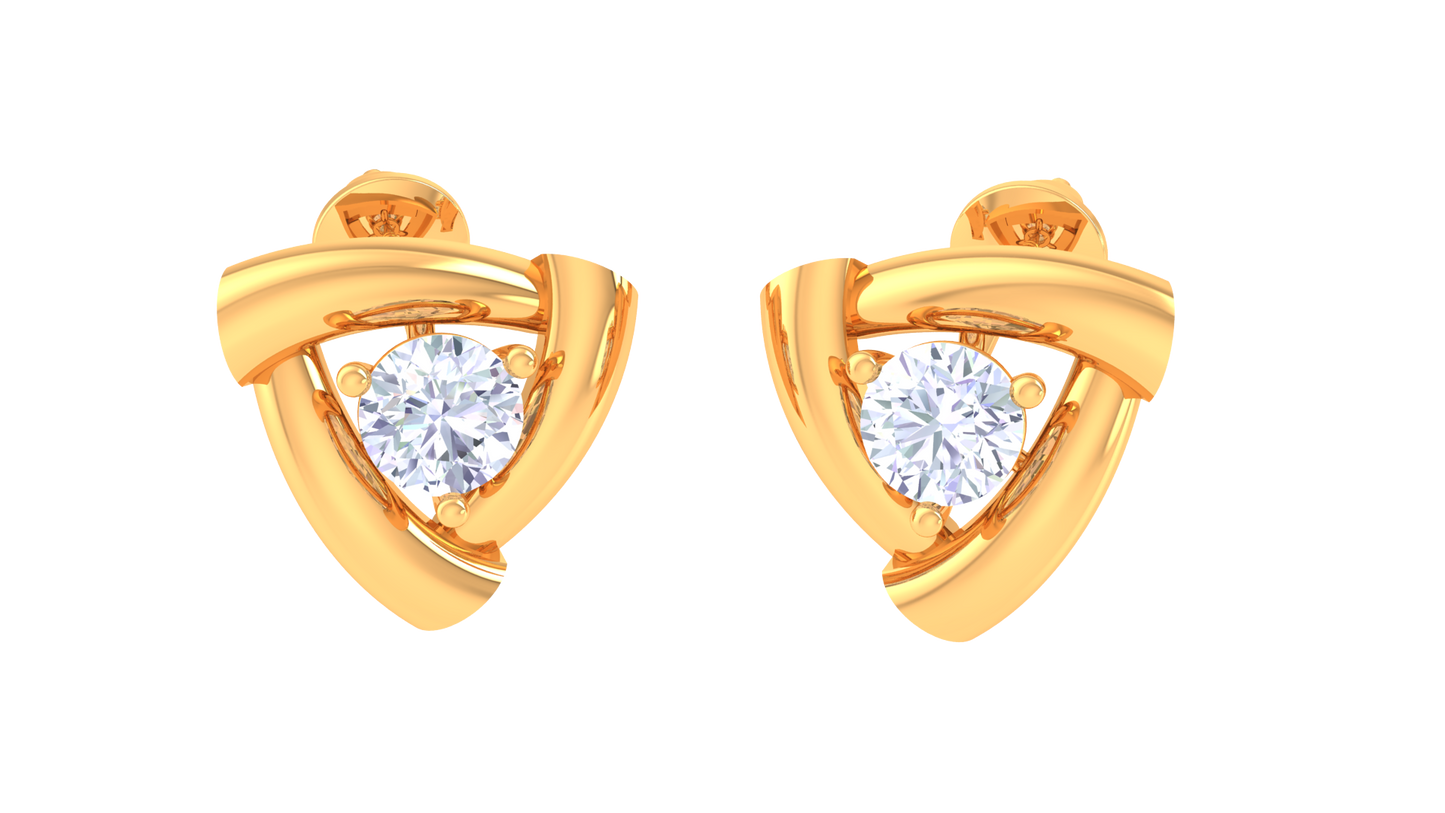 Trillion Cut Diamond Stud Earrings - 0.36 Ct