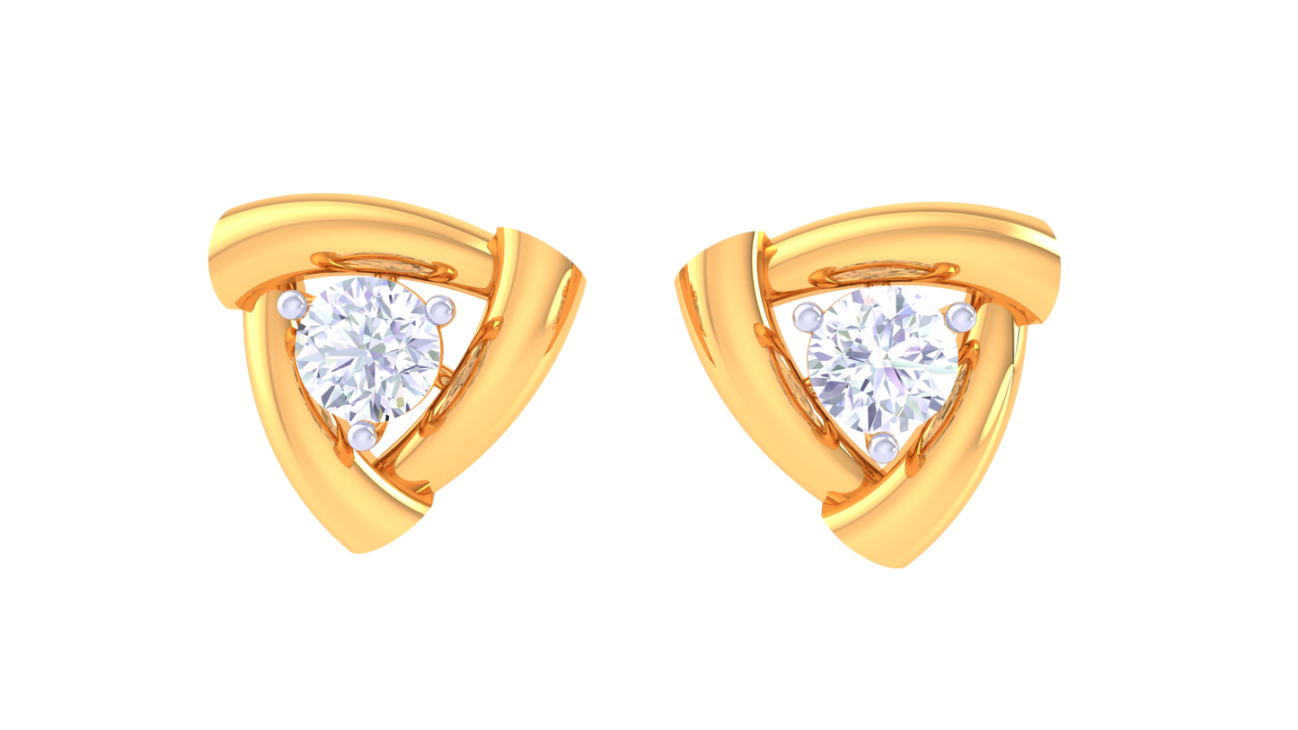 Trillion Cut Diamond Stud Earrings - 0.36 Ct