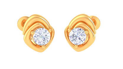Floral Halo Stud Earrings With Diamond and Gold - 0.37 Ct