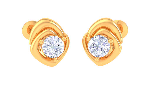 Floral Halo Stud Earrings With Diamond and Gold - 0.37 Ct