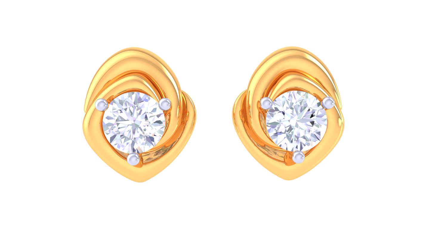 Floral Halo Stud Earrings With Diamond and Gold - 0.37 Ct
