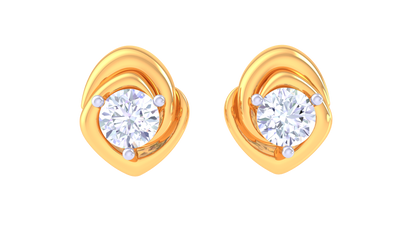 Floral Halo Stud Earrings With Diamond and Gold - 0.37 Ct