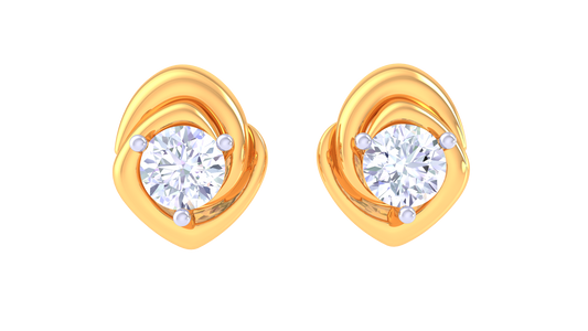 Floral Halo Stud Earrings With Diamond and Gold - 0.37 Ct