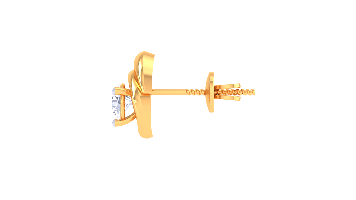 Floral Halo Stud Earrings With Diamond and Gold - 0.37 Ct