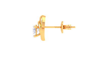 Floral Halo Stud Earrings With Diamond and Gold - 0.37 Ct