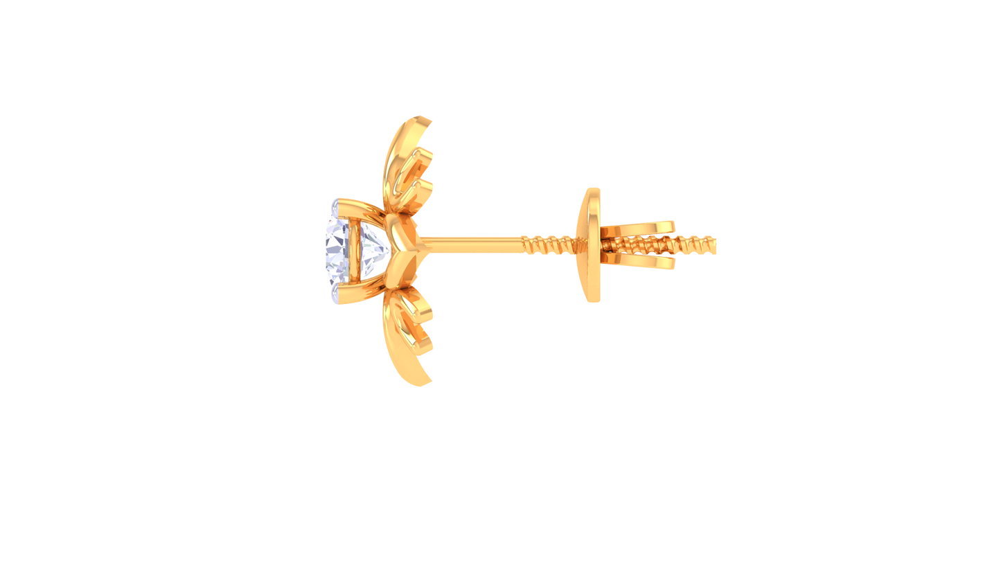 Luxuries Gold Stud Earrings - 0.34 Ct Diamond Centerpiece