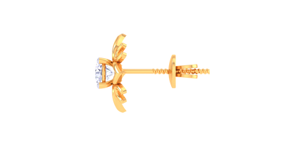 Luxuries Gold Stud Earrings - 0.34 Ct Diamond Centerpiece