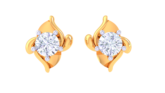Sculpted Floral Elegance Diamond Gold Stud Earrings - 0.36 Ct
