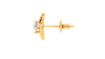 Sculpted Floral Elegance Diamond Gold Stud Earrings - 0.36 Ct