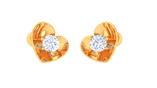 Luxuries Heart Design Diamond Stud Earrings in Gold - 0.36 Ct