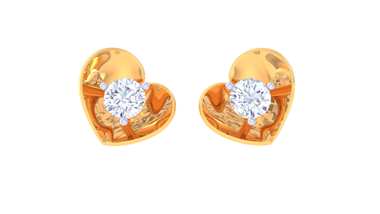 Luxuries Heart Design Diamond Stud Earrings in Gold - 0.36 Ct