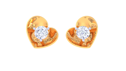 Luxuries Heart Design Diamond Stud Earrings in Gold - 0.36 Ct